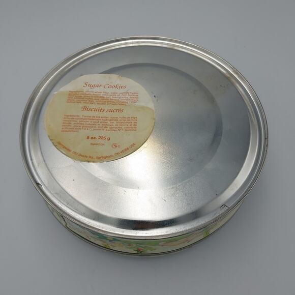 Round Metal Candy Cookie Treat Tin Bunnies‎ Flowers Spring Easter 6.5" - Picture 2 of 5